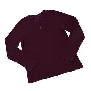 Lands' End Polartec Fleece Pullover, Henley Style, Burgundy/Maroon, XS, 0, 2